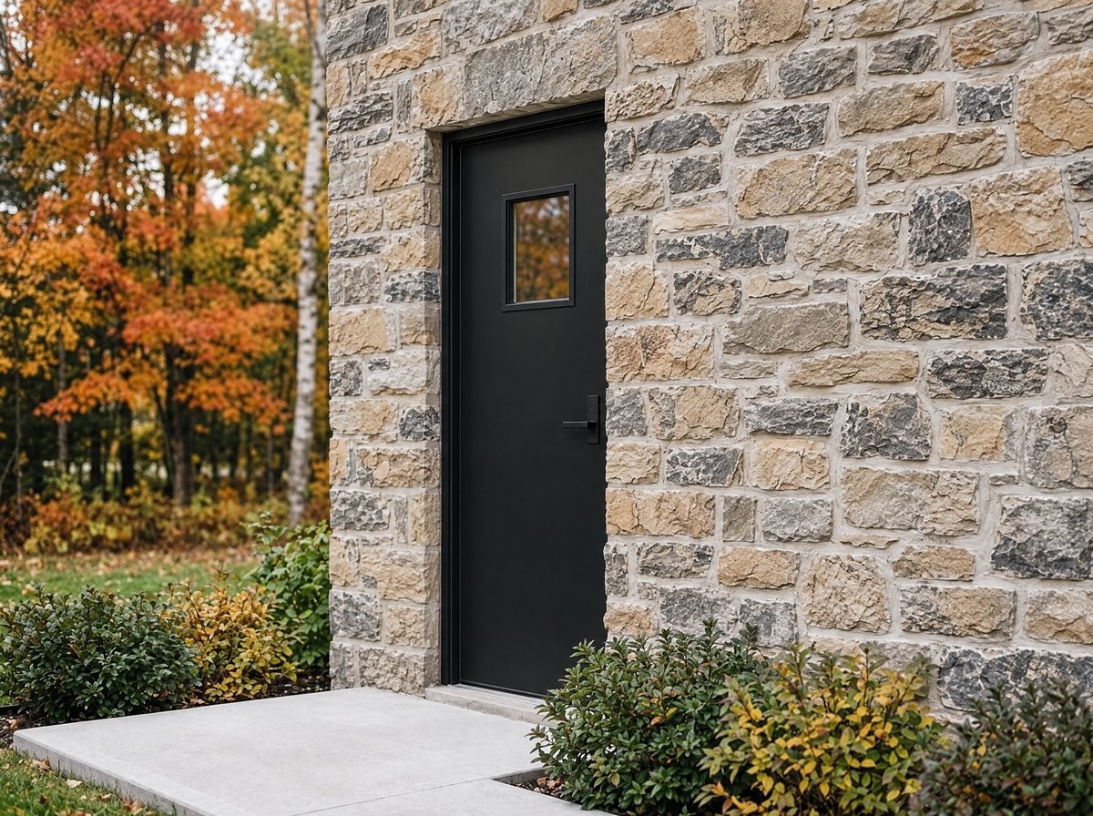 White service door on the side of a garage